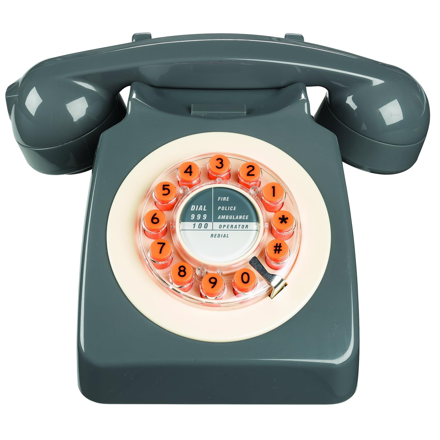 wild wood 旋转设计复古座机家用电话,混凝土灰色